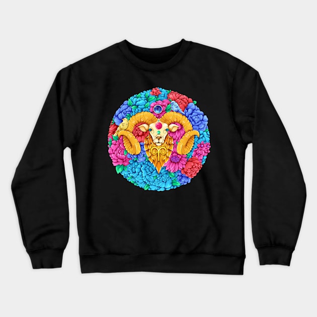 Zodiac Aries Sign Crewneck Sweatshirt by Harsimran_sain